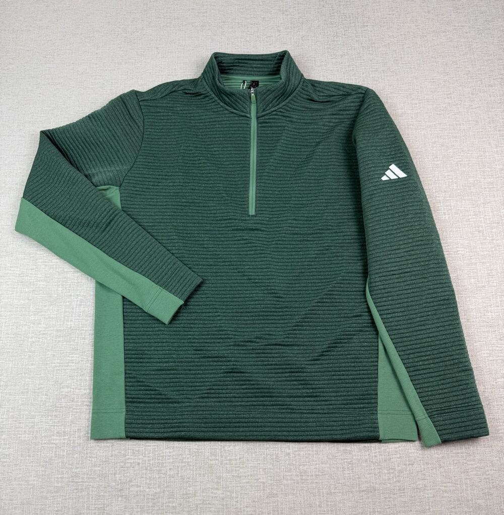 Adidas Ultimate365 DWR Textured Golf 1/4 Zip Pullover Men’s Large Green NWT